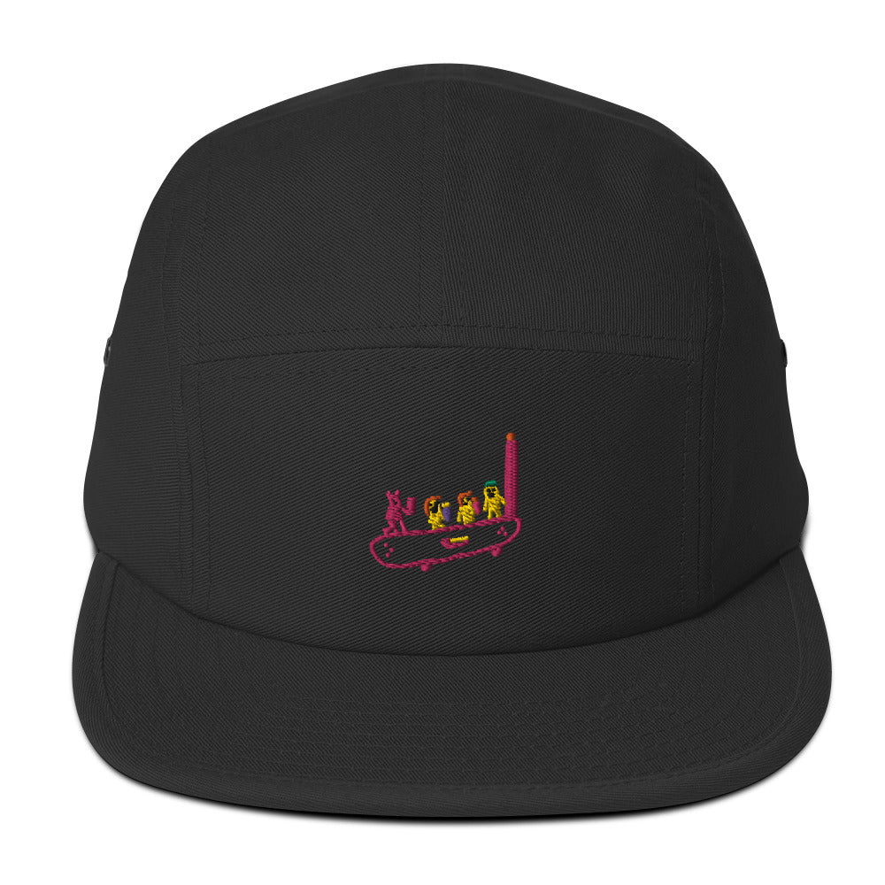 skating embroidered five panel cap